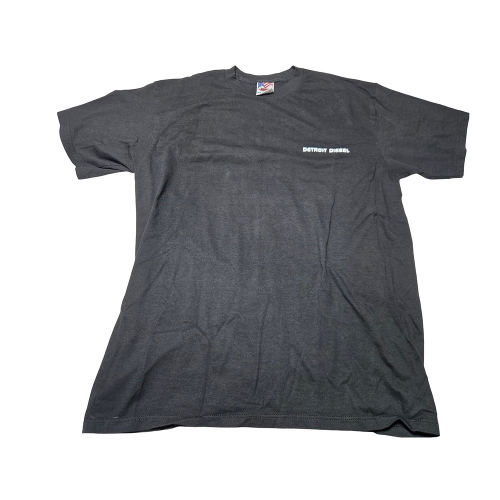 Detroit Diesel Graphic T-Shirt Mens L Black Faded Made‎ in USA Auto
